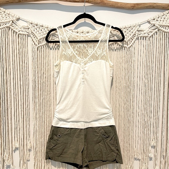 Rewind Pants - Rewind Lace Cargo Shorts Romper Size M